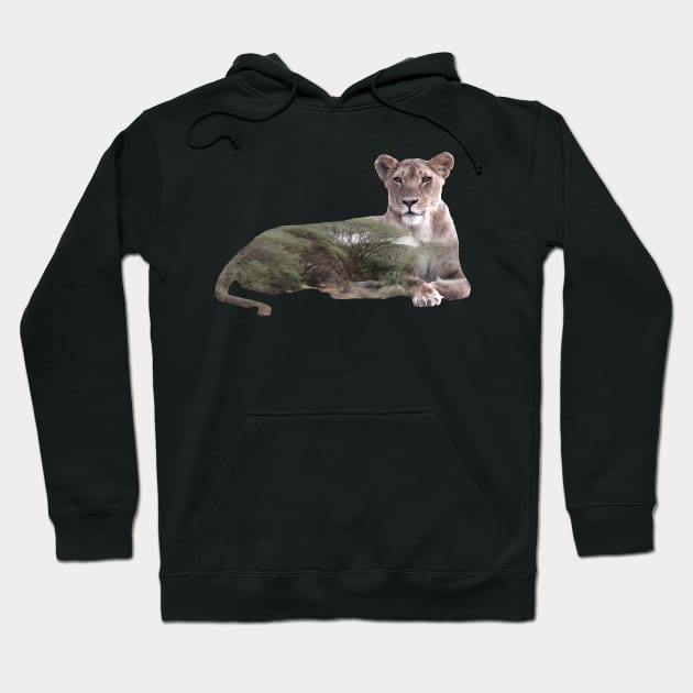 Lioness - double exposure - Africa Hoodie by T-SHIRTS UND MEHR